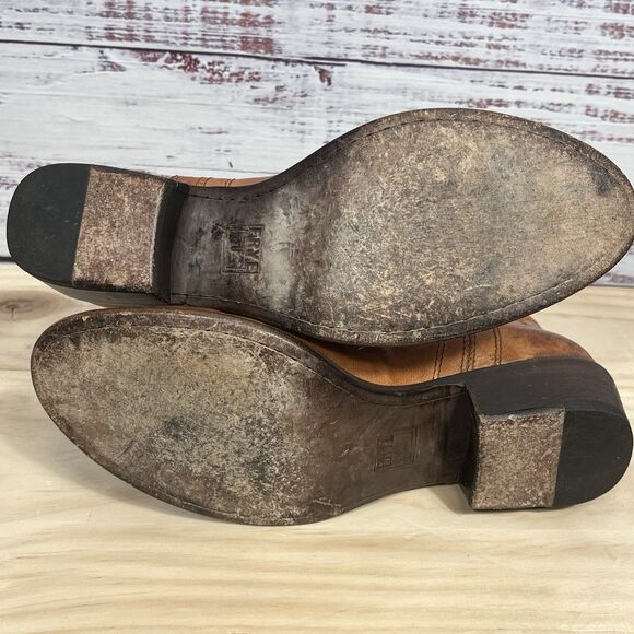 Frye Carson Chelsea Ankle Boots Cognac Brown Sz 7.5 Western Indie Distressed - Picture 13 of 16